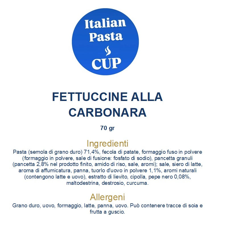 ITALIAN PASTA CUP - FETTUCCINE ALLA CARBONARA - Prezzo di lancio