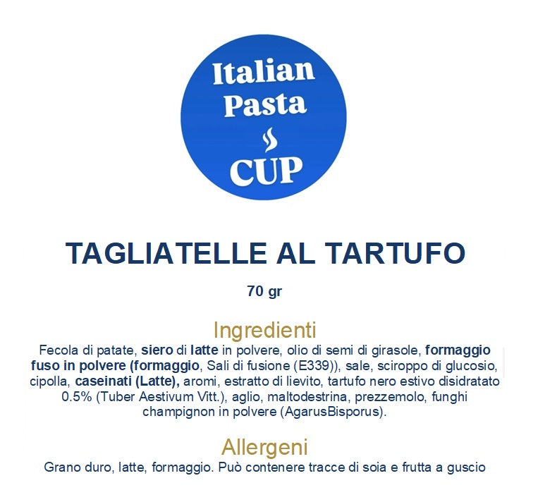 ITALIAN PASTA CUP - TAGLIATELLE AL TARTUFO - Prezzo di lancio