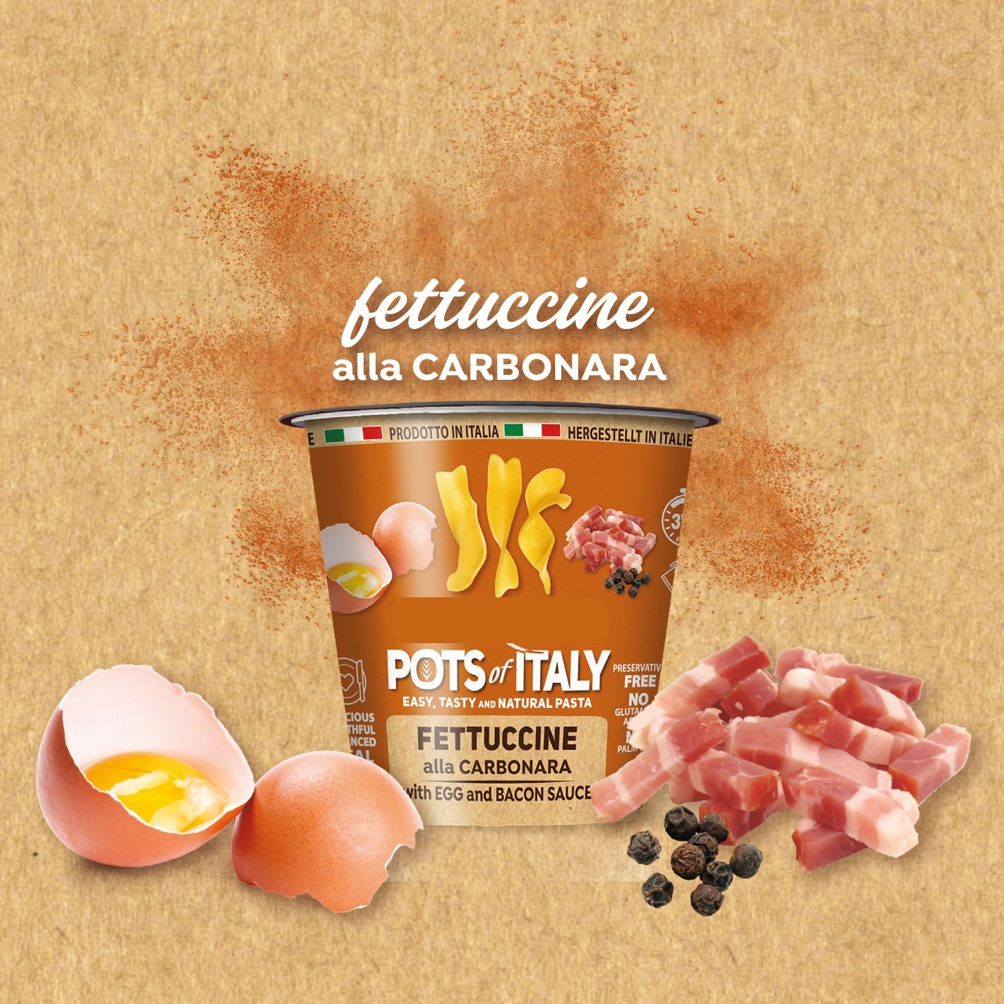 ITALIAN PASTA CUP - FETTUCCINE ALLA CARBONARA - Prezzo di lancio