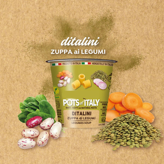 ITALIAN PASTA CUP - DITALINI ZUPPA DI LEGUMI - Prezzo di lancio